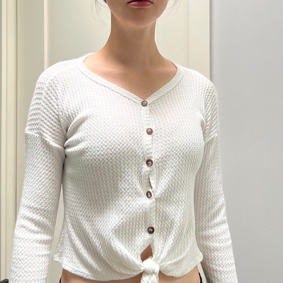 light n white knit tie sweater - Picture 4 of 5